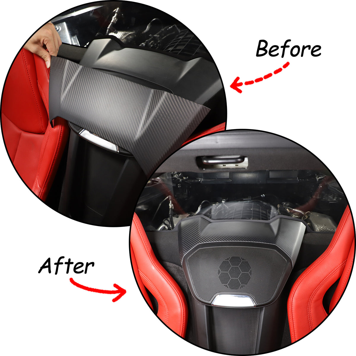 Matte Carbon Fiber Rear Speaker Top Panel Cover For C8 Corvette Coupe 1LT 20-26 4