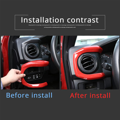 Red ABS Central Control Dashboard Decorative Cover For Toyota Tacoma 2016-2023 10