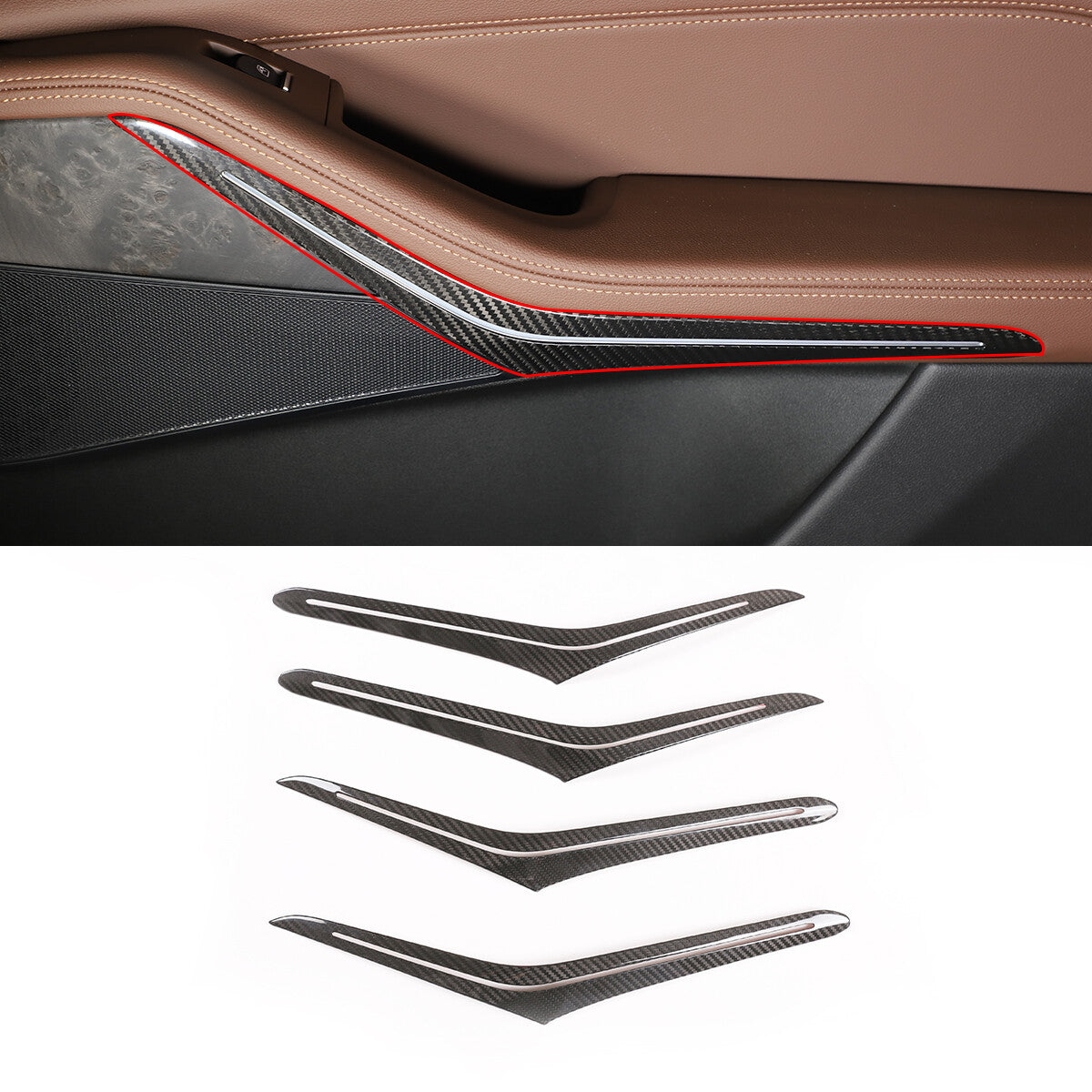 Carbon Fiber Inner Door Armrest light Handle Trim Cover for BMW X5 X7 19-21 10