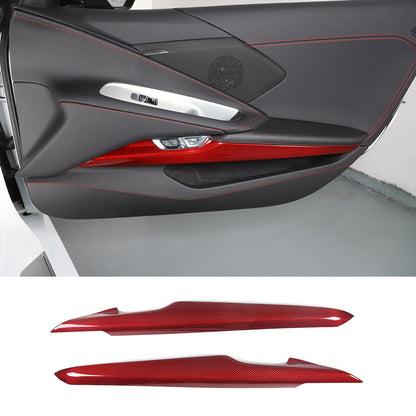 Red Real Carbon Fiber Dash Panel Door Handle Trim Kit Accessory For Corvette C8 8