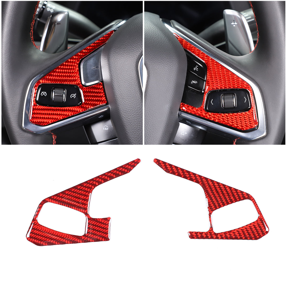 Red Soft Carbon Fiber Interior Decor Trim Kit Cover Set For Corvette C8 20-25 246