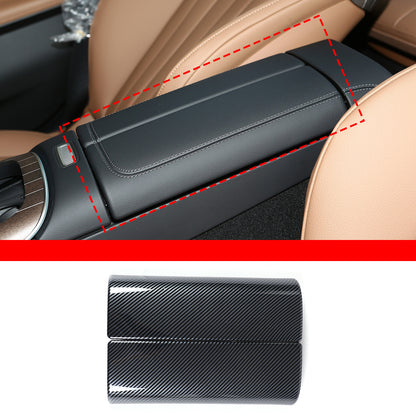 ABS Carbon Fiber Center Console Armrest Box Cover Trim For Benz e Class 2024 12