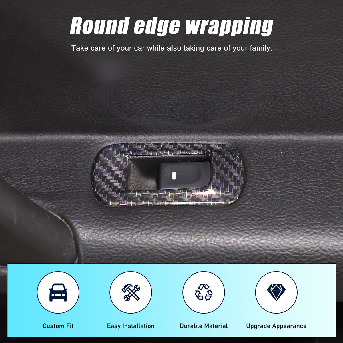 Real Carbon Fiber Window Lift Switch Button Trim Frame For Corvette C6 2005-2013 14
