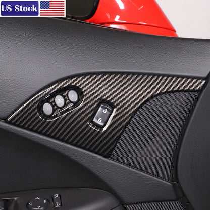 Carbon Fiber ABS Door Window Lift Button Trim Frame Set For Corvette C6 05-13 US 20