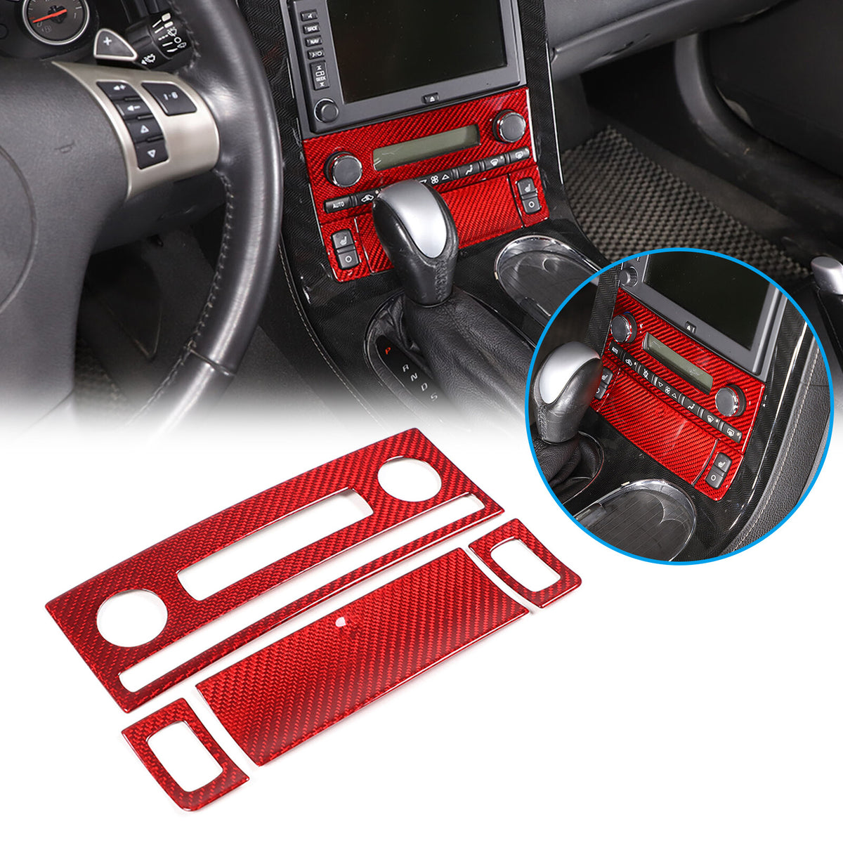 Red Real Carbon Fiber Center Console Air Conditioner Trim For Corvette C6 05-13 20