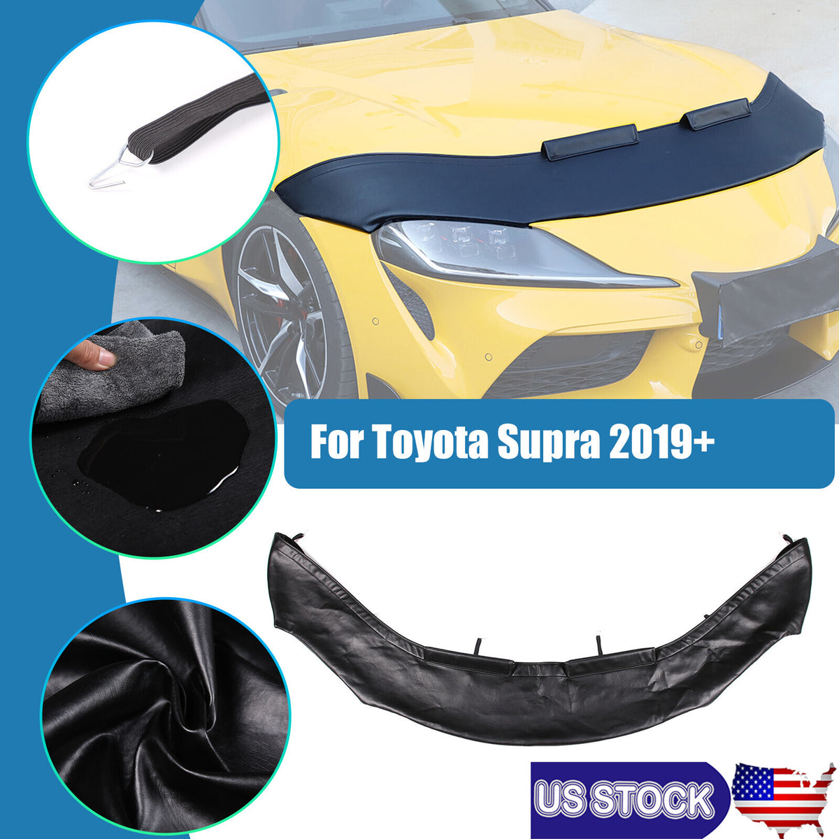 Black Hood Sand Guard Protection Forming Cover For Toyota Supra 2019-2022 US 1