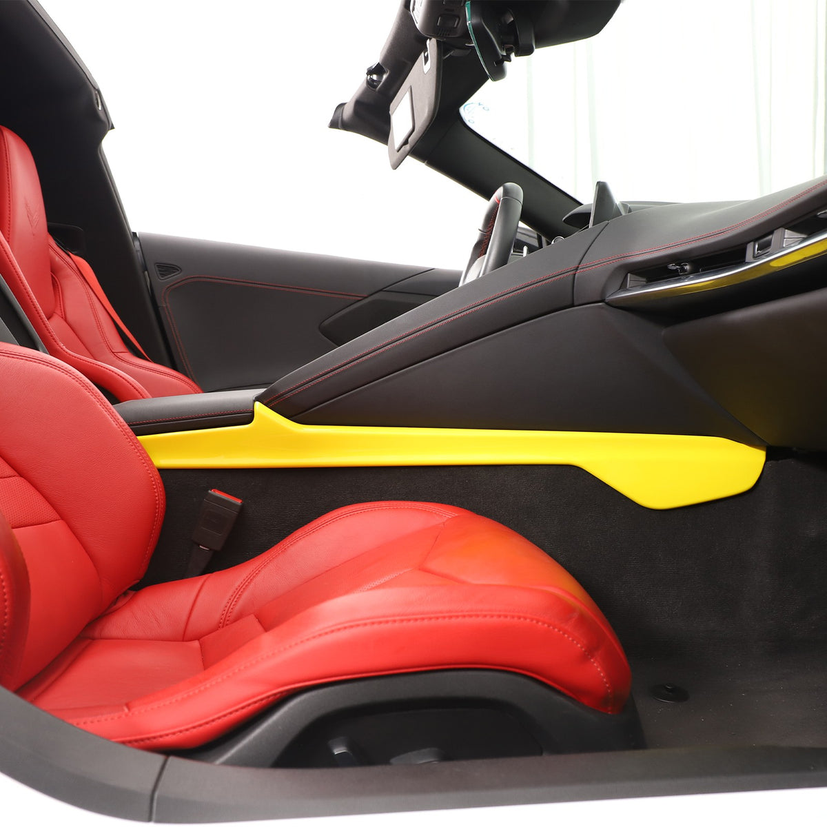 Yellow ABS Center Console Lower Armrest Box Panel Trim For Corvette C8 2020+ 18