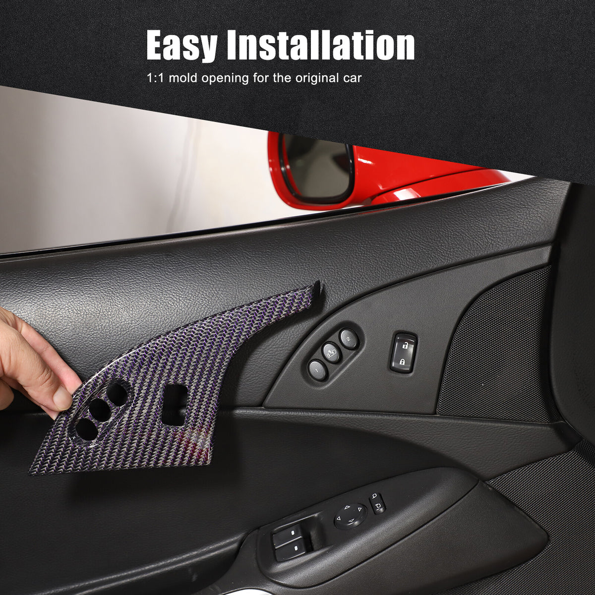 Real Carbon Fiber Children Lock Button Frame Trim For Corvette C6 2005-2013 11