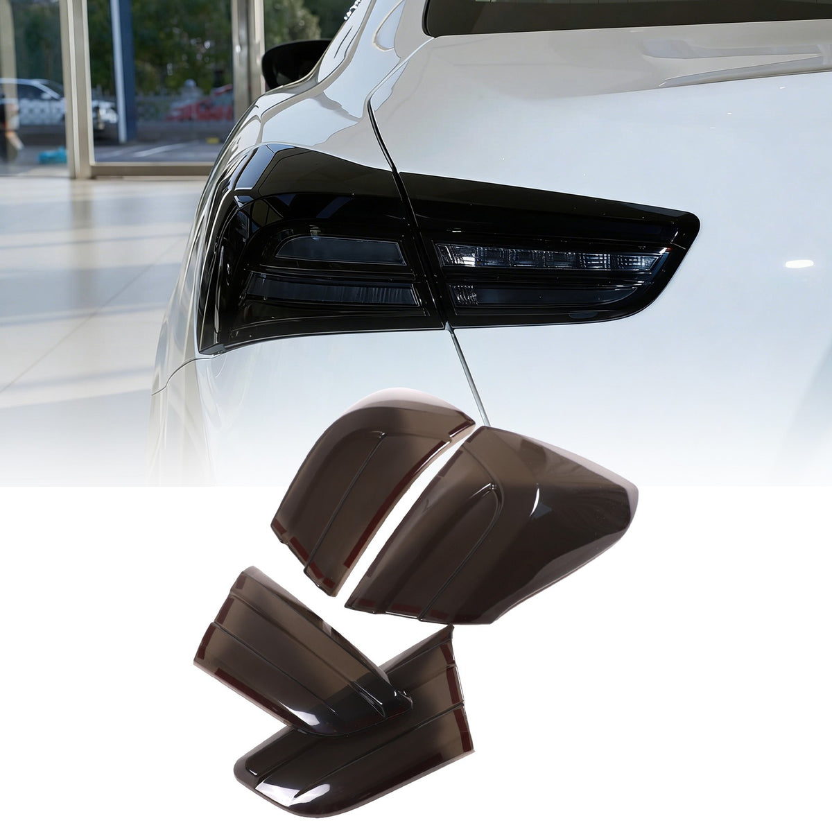 Smoked Rear Tail Light Guard Cover Trim For Maserati Ghibli 2021-24 2
