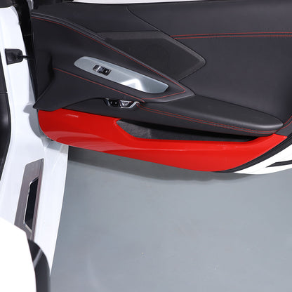 Sports Red ABS Interior Door Anti-kick Panel Cover Trim For Corvette C8 20+ US 5