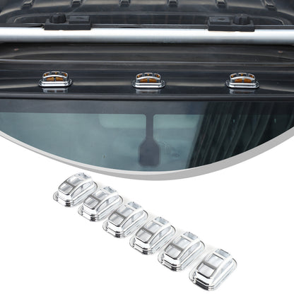 ABS Silver Front & Rear Roof Light Guard Cover Trim Set For Hummer H2 2003-2009 2