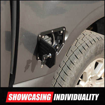 Black Aluminum Door Fuel Tank Cover W/ Lock Gas Cap Trim For Nissan Titan 16-23 7