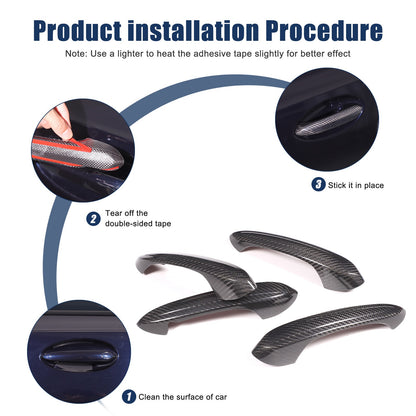 Real Carbon Fiber Exterior Outer Door Handle Trim For BMW 3 Series G20 20-22 3