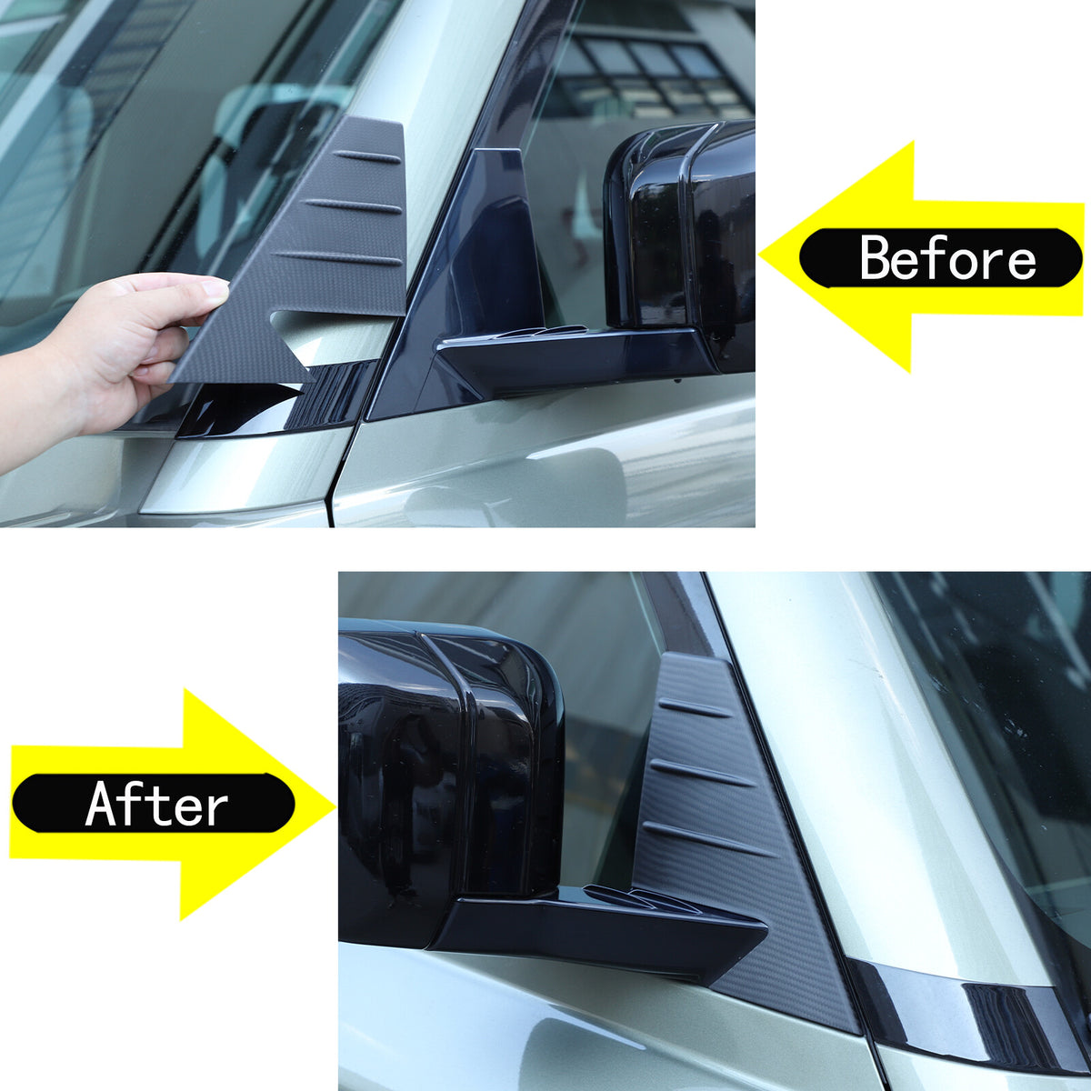Matte Real Carbon Fiber Window Triangle A-Pillar Cover For LR Defender 2020-24 6