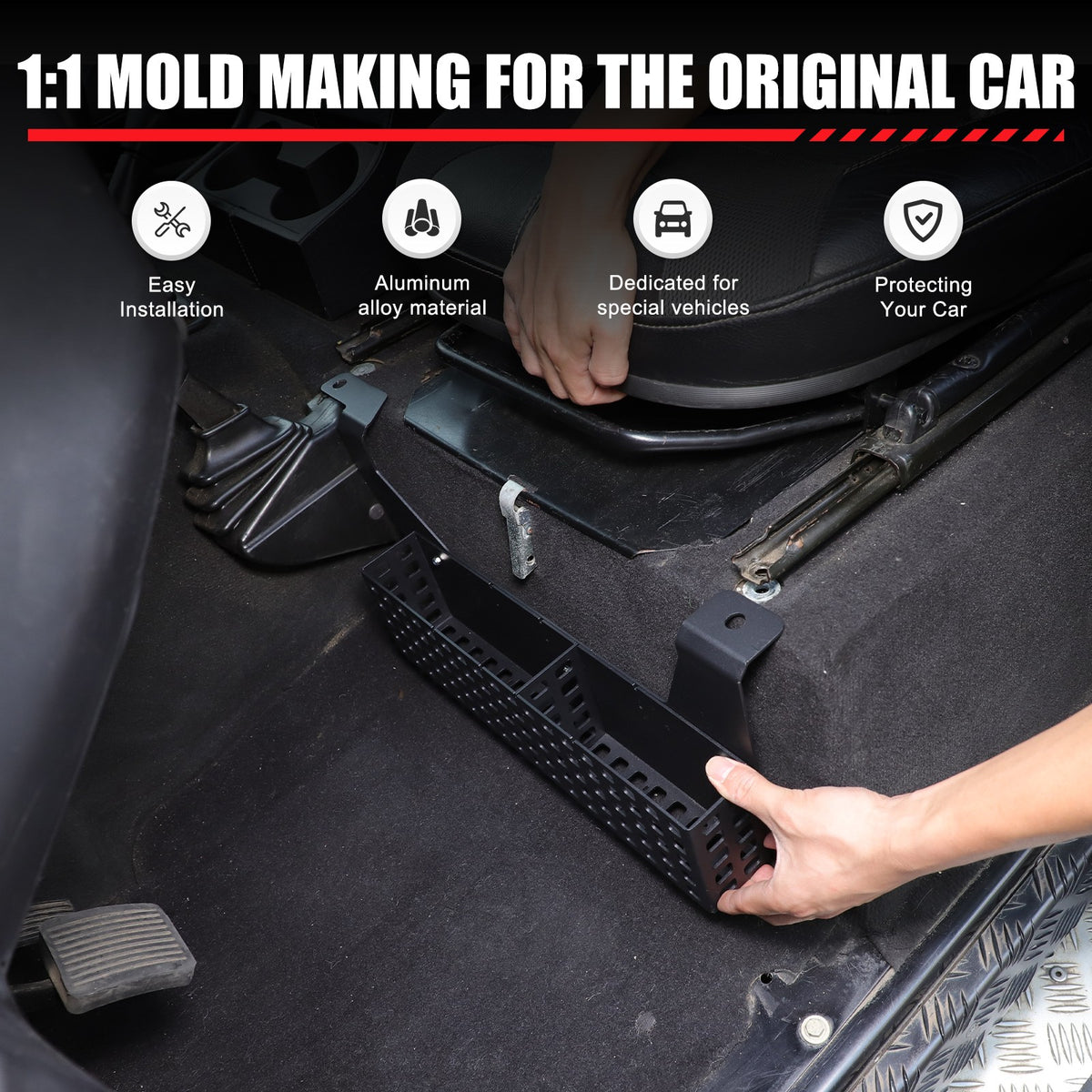 Aluminum Driver Seat Underseat Storage Basket Trim For LR Defender L316 2004-18 6
