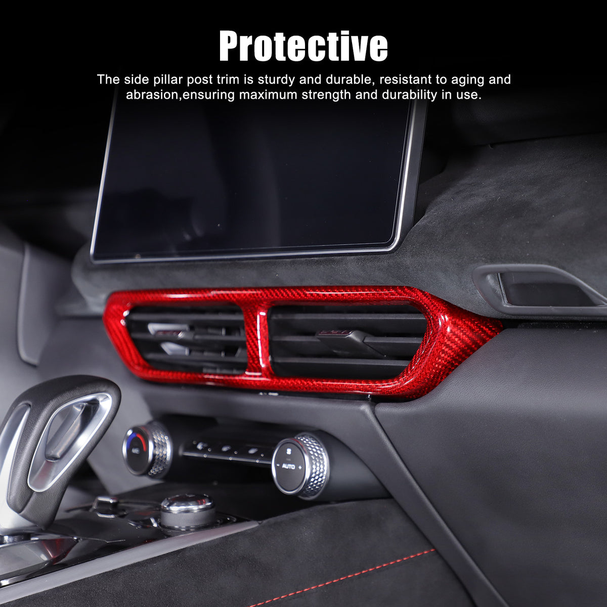 Red Real Carbon Fiber Center Console Air Vent Panel Trim For Lotus EMIRA 2021-25 21