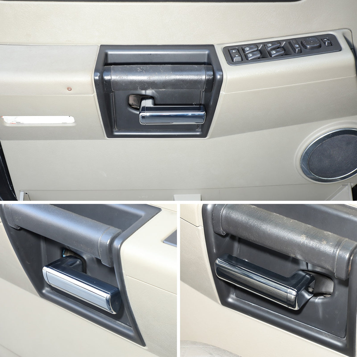 Silver ABS Interior Inner Door Handle Trim For Hummer H2 2003-2007 16