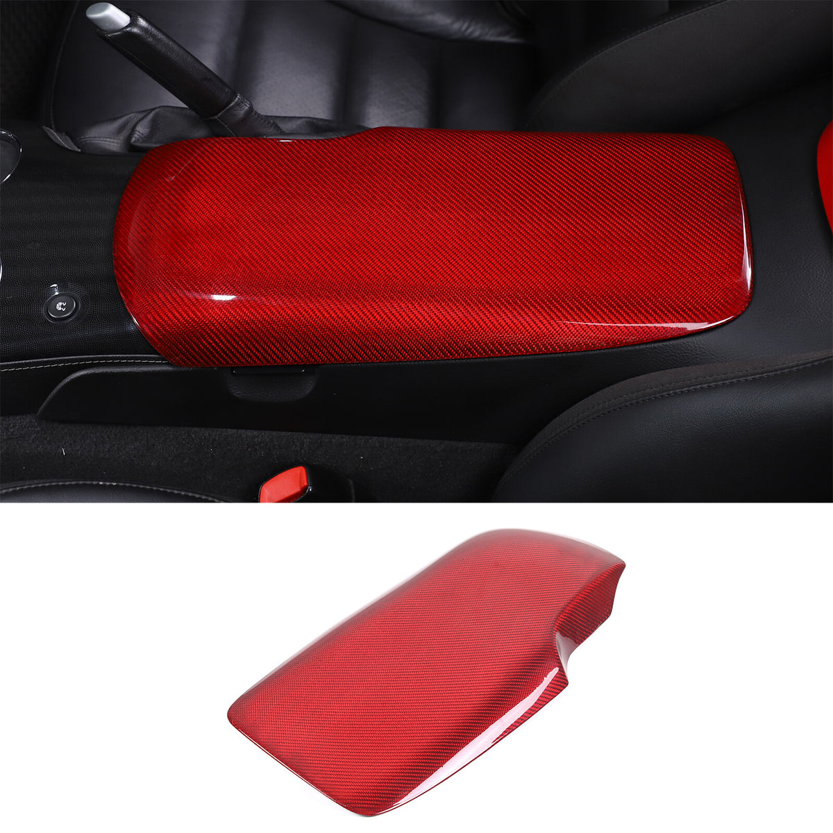 Red Real Carbon Fiber Center Console Armrest Box Cover For Corvette C6 2005-13 8