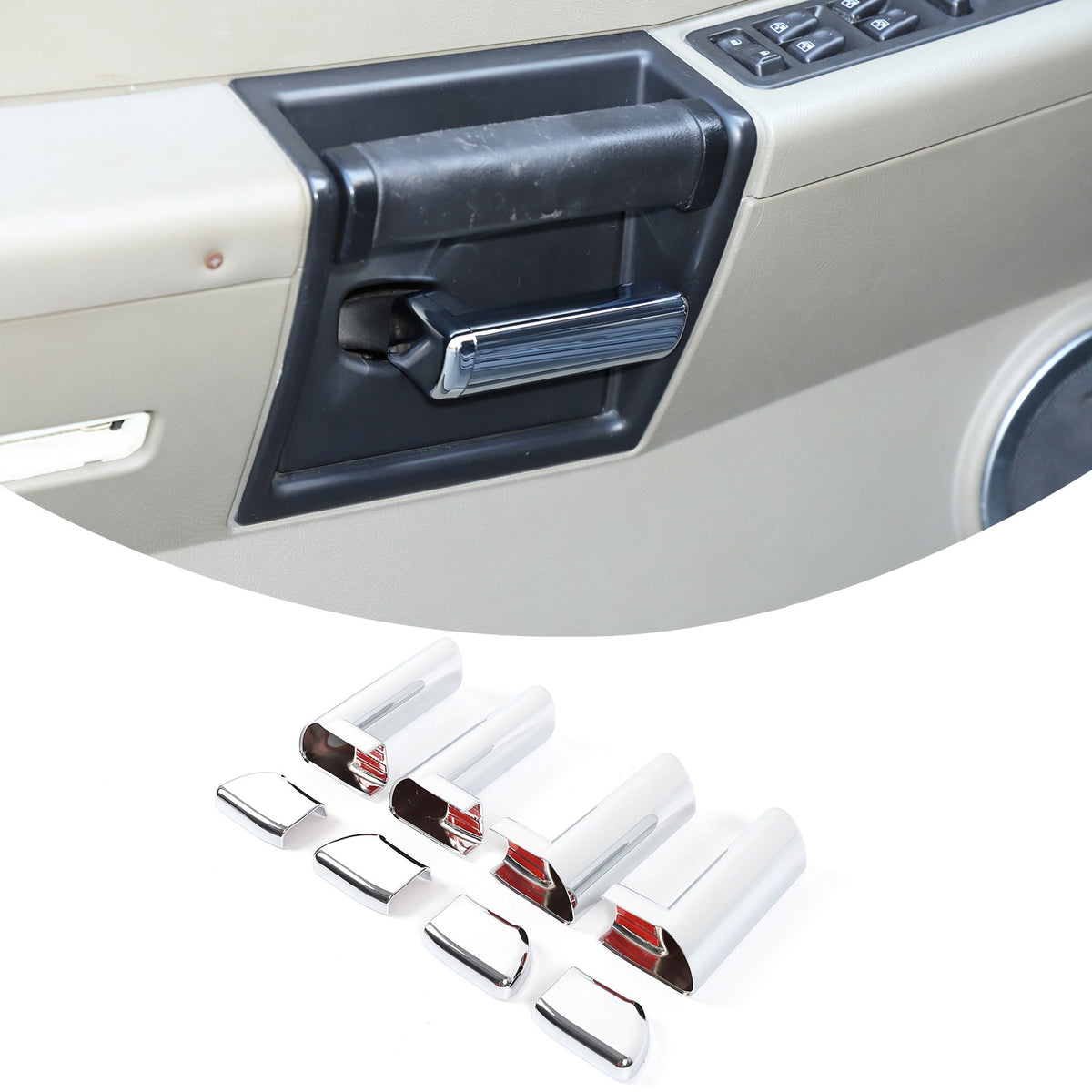 Silver ABS Interior Inner Door Handle Trim For Hummer H2 2003-2007 13
