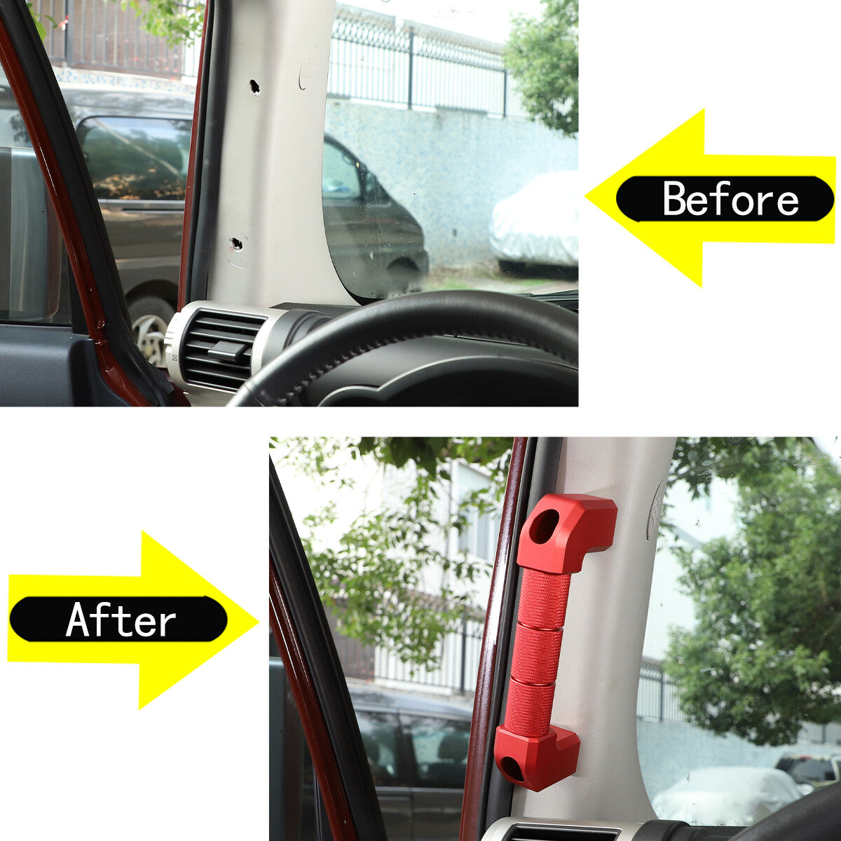For Toyot-a FJ Cruiser 2007-21 A-Pillar Grab Handle Replacement Aluminium Red 3