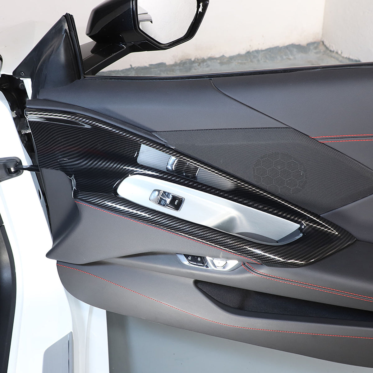 Carbon Fiber ABS Interior Door Panel Trim Cover Frame For Corvette C8 2020-2026 6