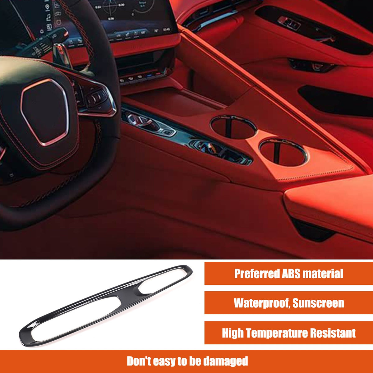 Glossy Piano Black ABS Center Gear Shift Indicator Trim For Corvette C8 2026+ US 8