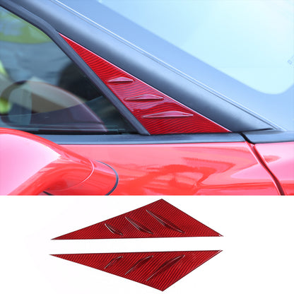 Red Real Carbon Fiber Window Triangle A-Pillar Cover Trim For Corvette C6 05-13 10