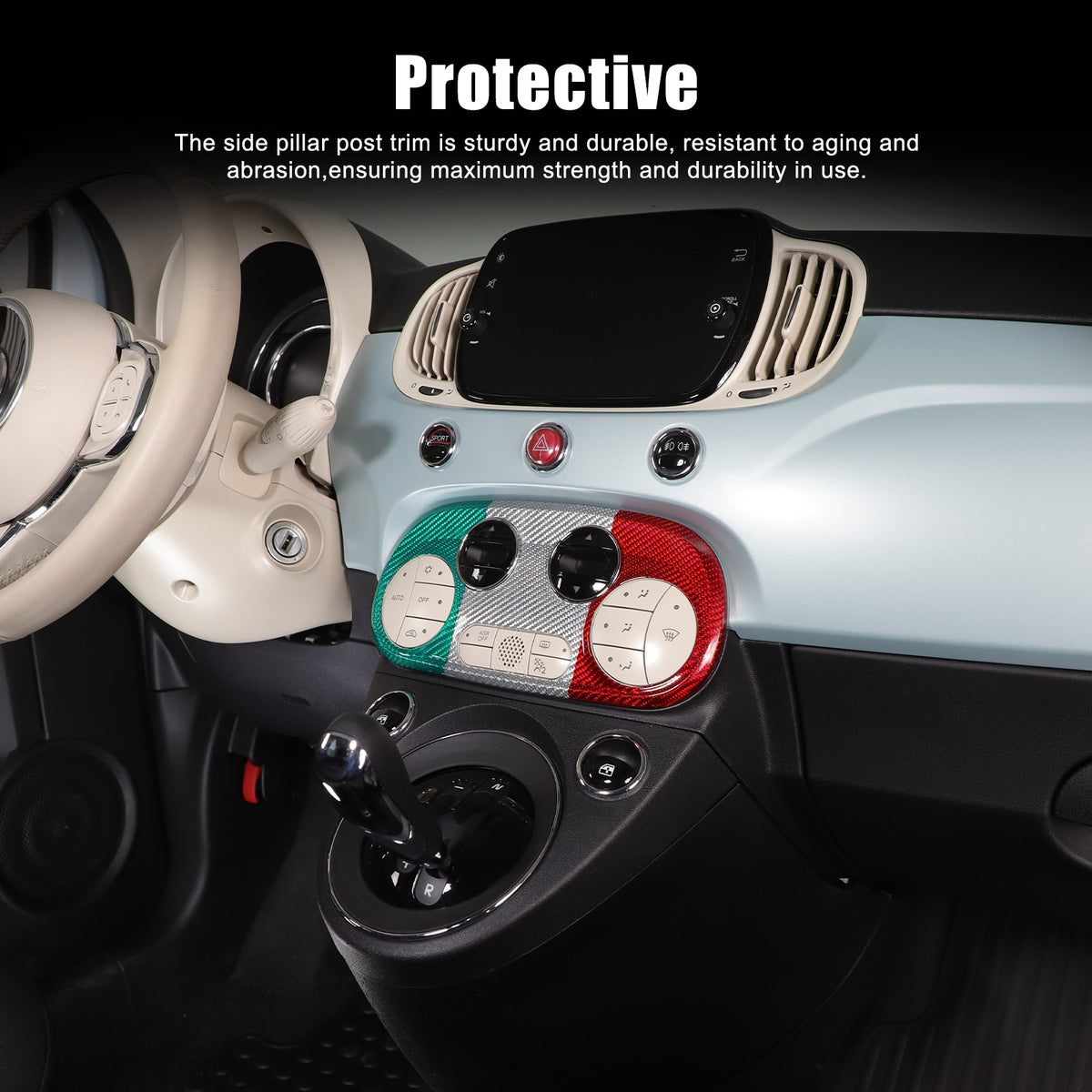 Tri-Color AC Control Switch Bezel Trim For Fiat 500 312 2016+ 6