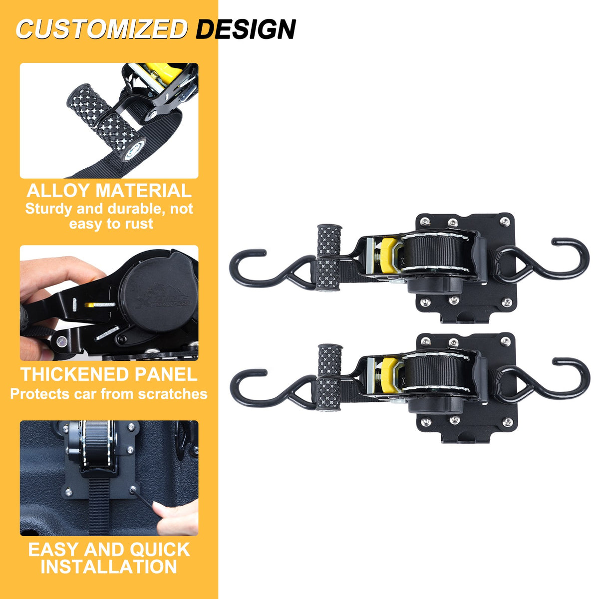 Truck Bed Retractable Ratchet Tie Down Straps Tightener For Ford Maverick 2022+ 13
