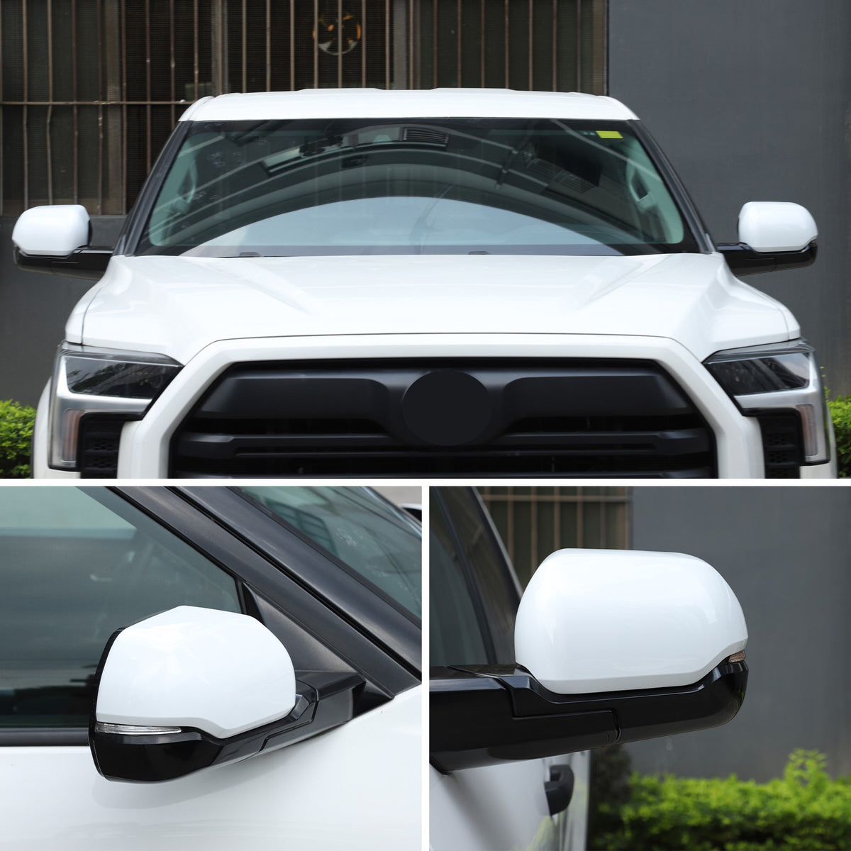 White ABS Exterior Rearview Mirror Cover Trim For Toyota Tundra/Sequoia 2022+ US 5