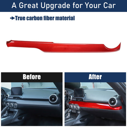 Red Real Carbon Fiber Dashboard Center Trim For Mazda MX-5 Miata 2016+ 23