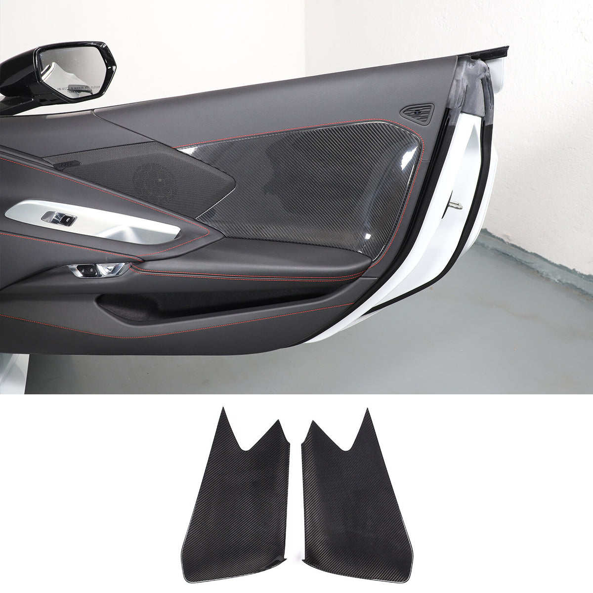 Real Carbon Fiber Interior Door Cover Trim Decoration for Corvette C8 2020-26 5