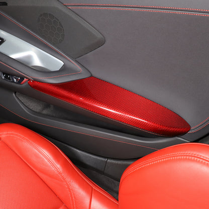 Red Real Carbon Fiber Door Armrest Panel Trim For Corvette C8 Convertible Coupe 7