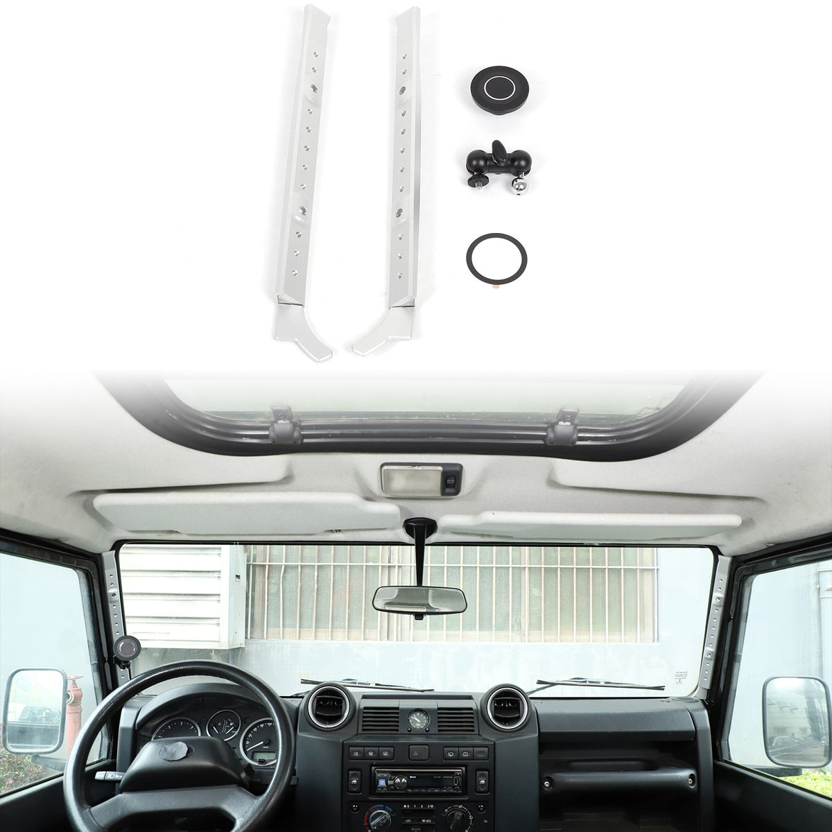 Silver A-Pillar Mount Bracket Holder For Land Rover Defender L316 2004-2018 9