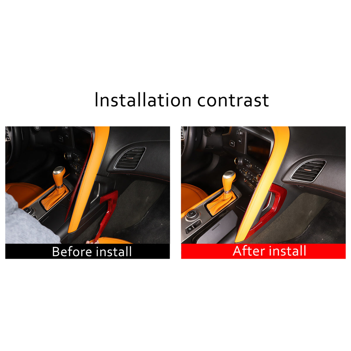 Red Real Carbon Fiber Co-pilot center Grab Handle Trim For Corvette C7 14-19 4