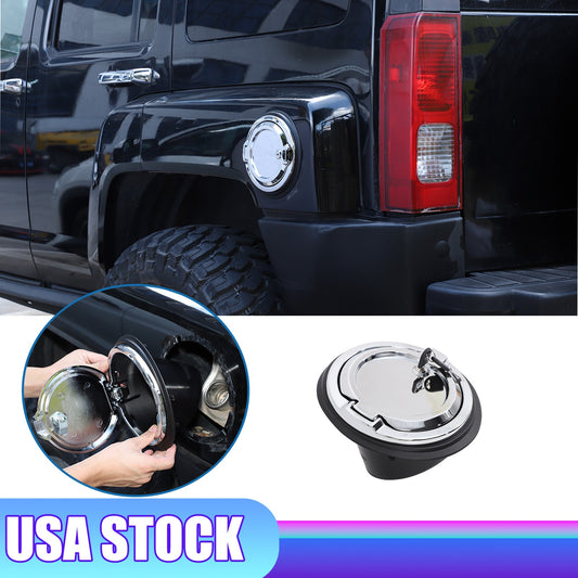 Silver Door Fuel Tank Cover W/ Lock Gas Cap Tank Cover For Hummer H3 2005-2009 1