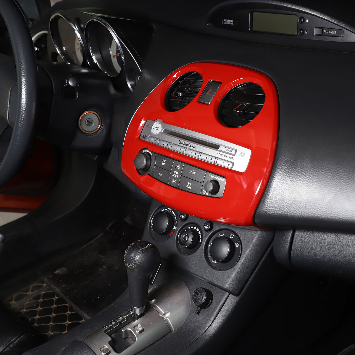 Red ABS Instrument AC Switch & CD Panel Cover Set For Mitsubishi ECLIPSE 2006-11 10