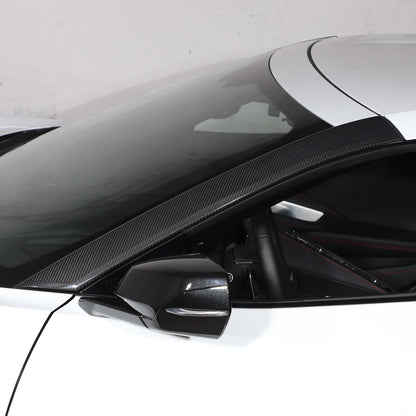 Real Dry Carbon Fiber Front Window A Pillar Layover Trim For C8 Corvette Z06 Z51 5