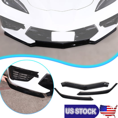 Replacement Glossy Black Front Bumper Lip Spoiler For Corvette C8 2020-2025 US 1
