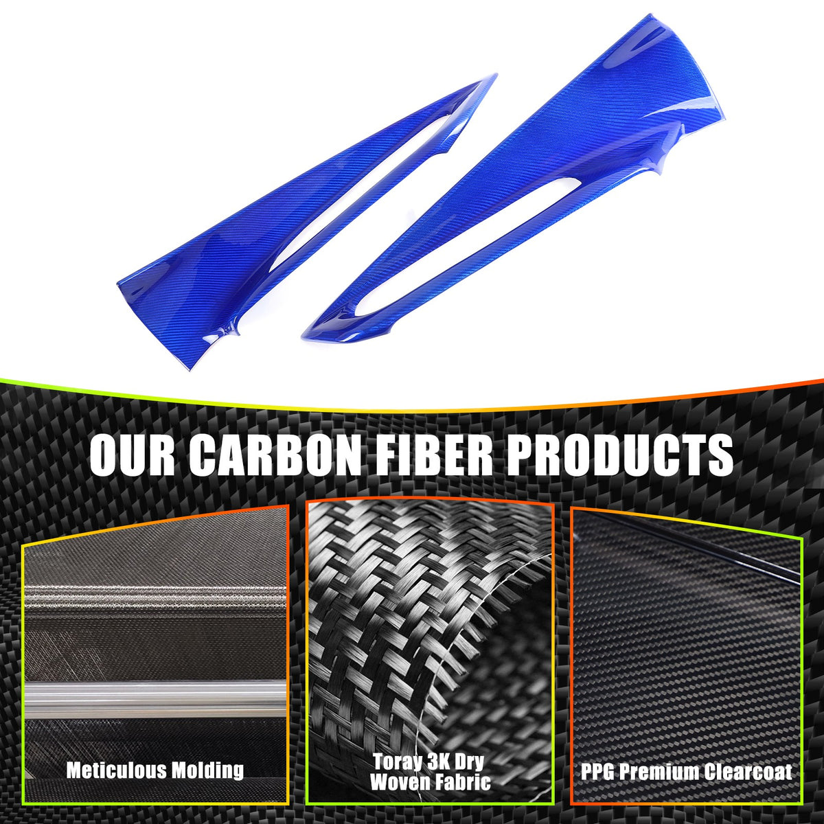 Blue Real Carbon Fiber Interior Door Panel Trim Cover For Corvette C8 2020-2026 11