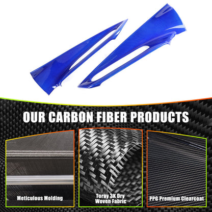 Blue Real Carbon Fiber Interior Door Panel Trim Cover For Corvette C8 2020-2026 11