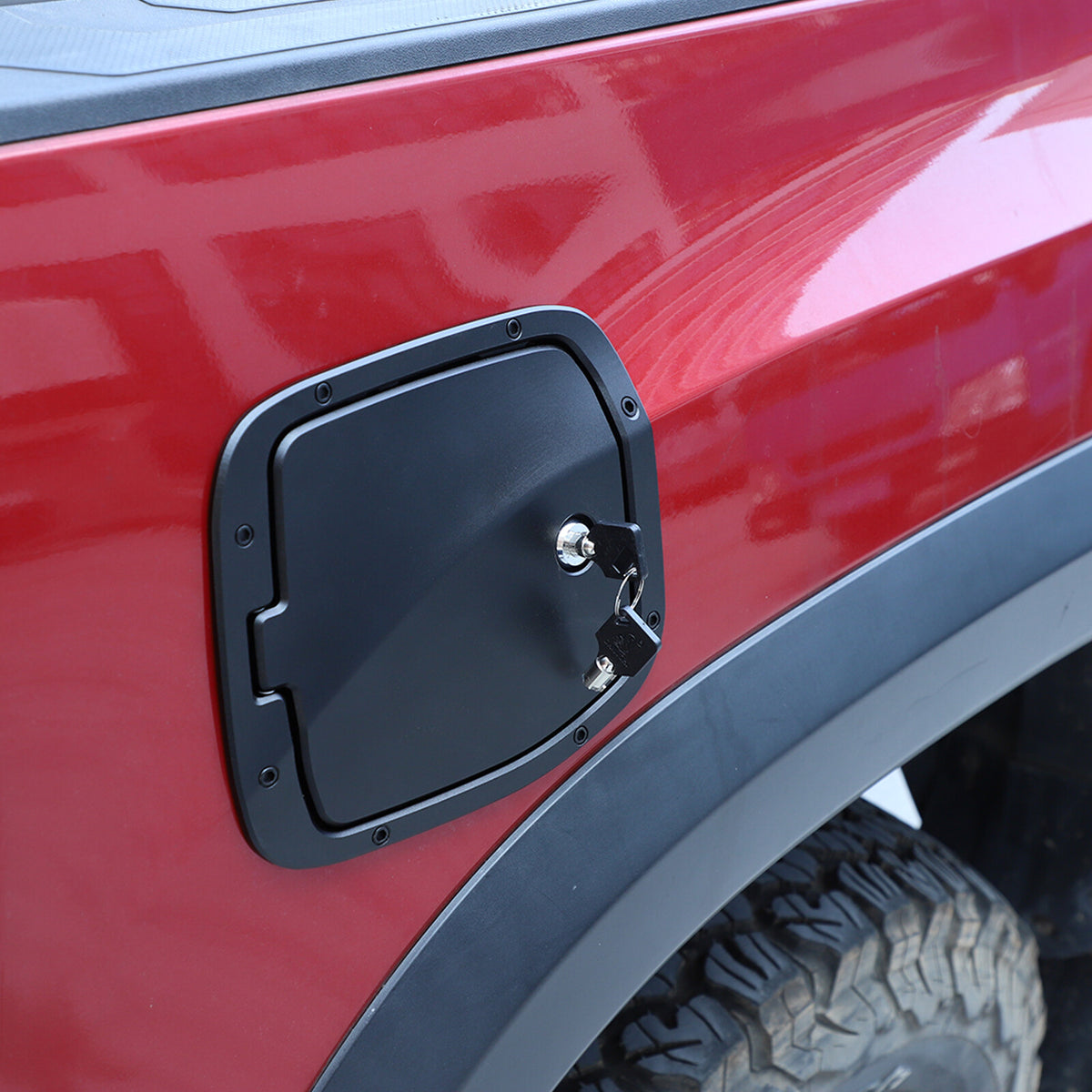 Black Door Fuel Tank Cover W/ Lock Gas Cap Tank Trim For Toyota Tacoma 16-23 US 9