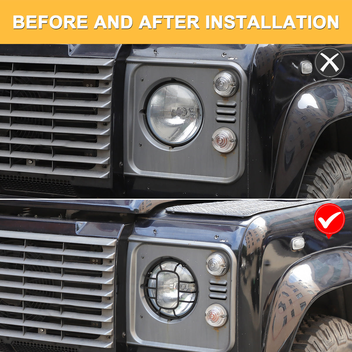 Front Lamp Headlight Cover Guard Net Trim For Land Rover Defender L316 2004-19 16