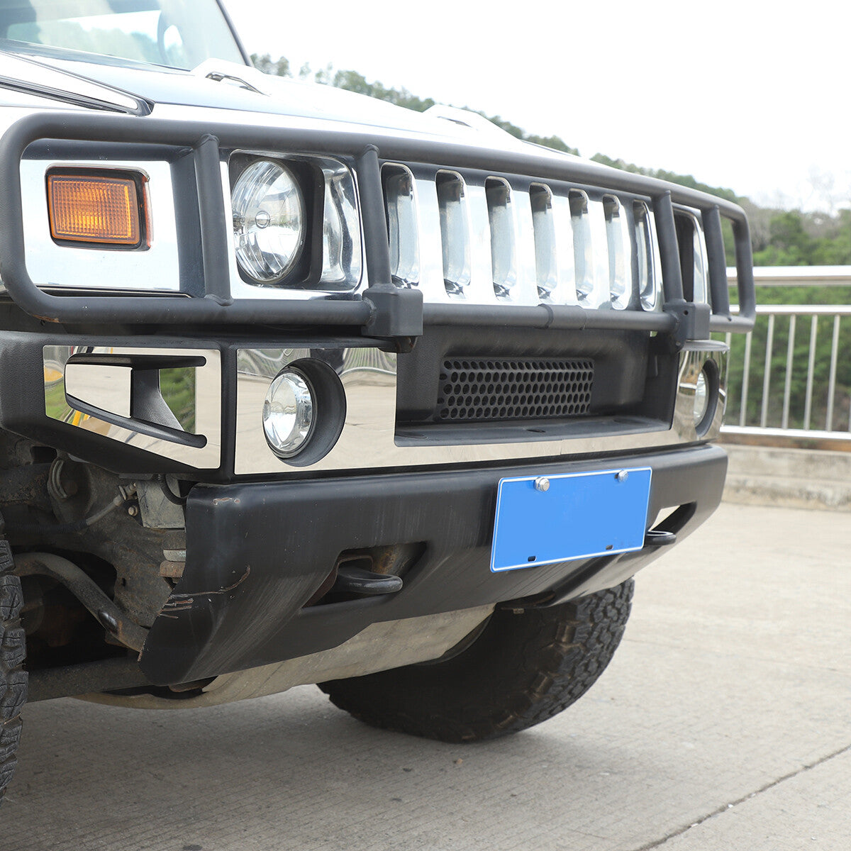 Steel Front Fog Light Decorative Cover Trim For Hummer H2 2003-09 5