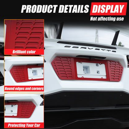 Red Aluminum Alloy Rear License Plate Filler Panel Trim for Corvette C8 2020+ 19