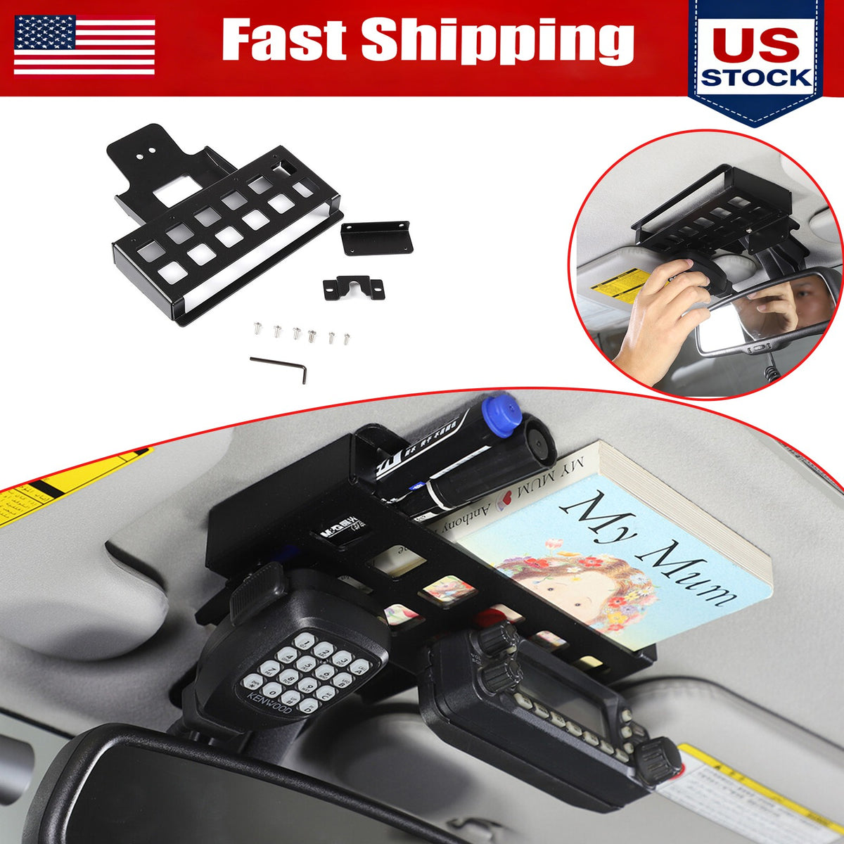 Alloy Rearview Mirror Storage Cover Trim box For Toyota FJ Cruiser 2007-21 1