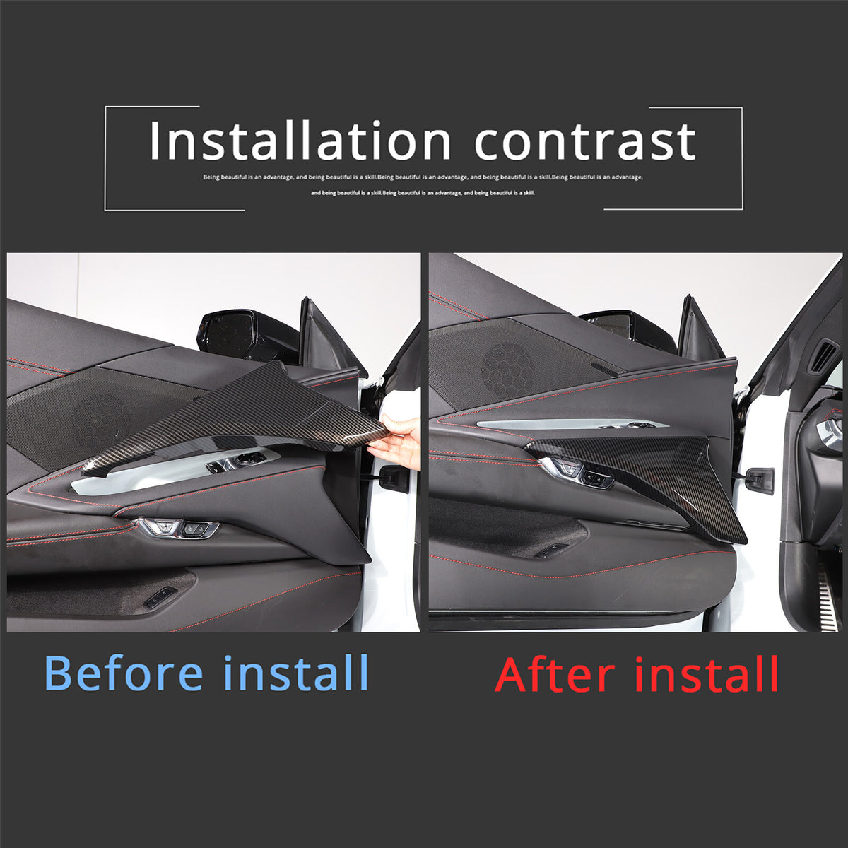 ABS Carbon Fiber Interior Full Cover Trim Kit Set For Corvette C8 2020-2025 75