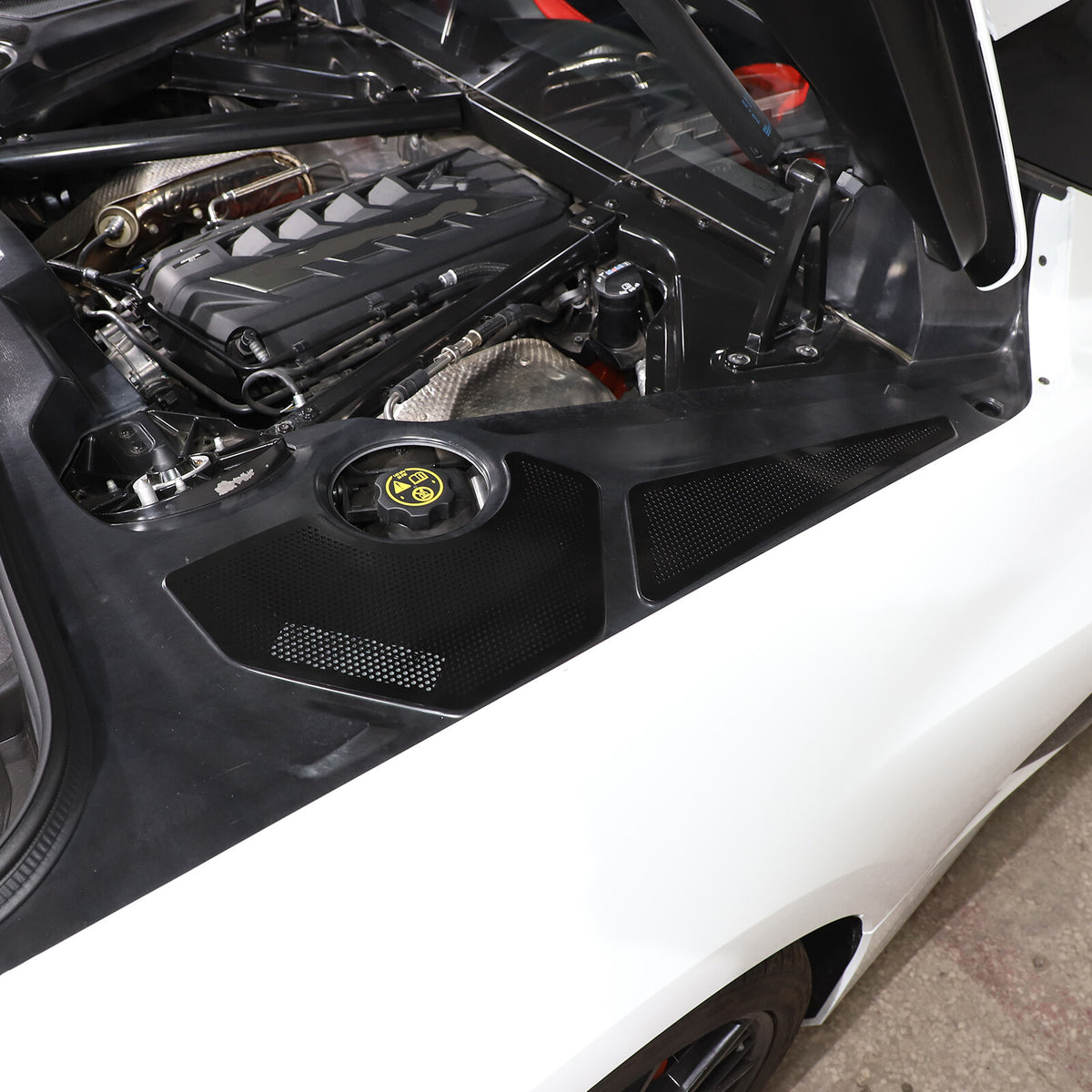 Engine Bay Side Black Stainless Cover Plate Net For 20-26 Coupe Corvette C8 6