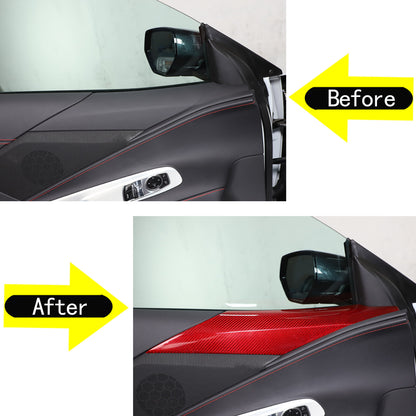 Red Real Carbon Fiber Interior Door Panel Trim Cover For Corvette C8 2020-26 US 4