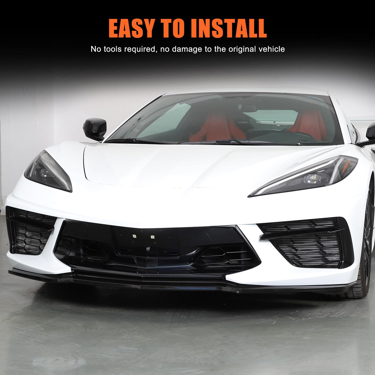 Replacement Black Front Bumper Lip Kit Splitter Exterior For Corvette C8 20+ US 2